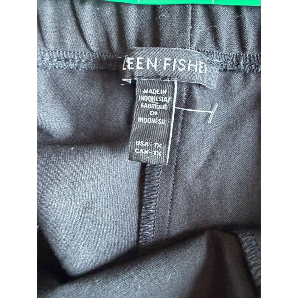 Eileen Fisher Black Stretch Side Zip Ankle Pants Organic Cotton 1X